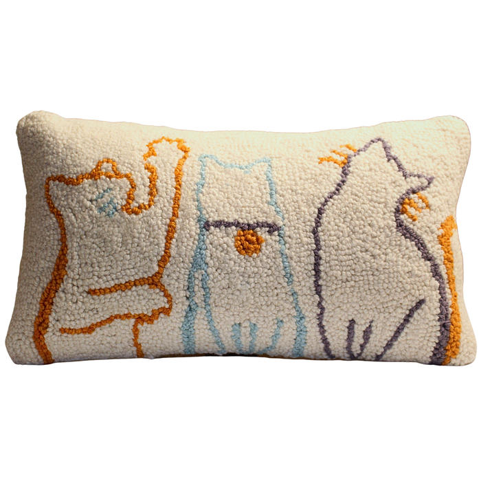 Trio Cat Lavender Wool Pillow