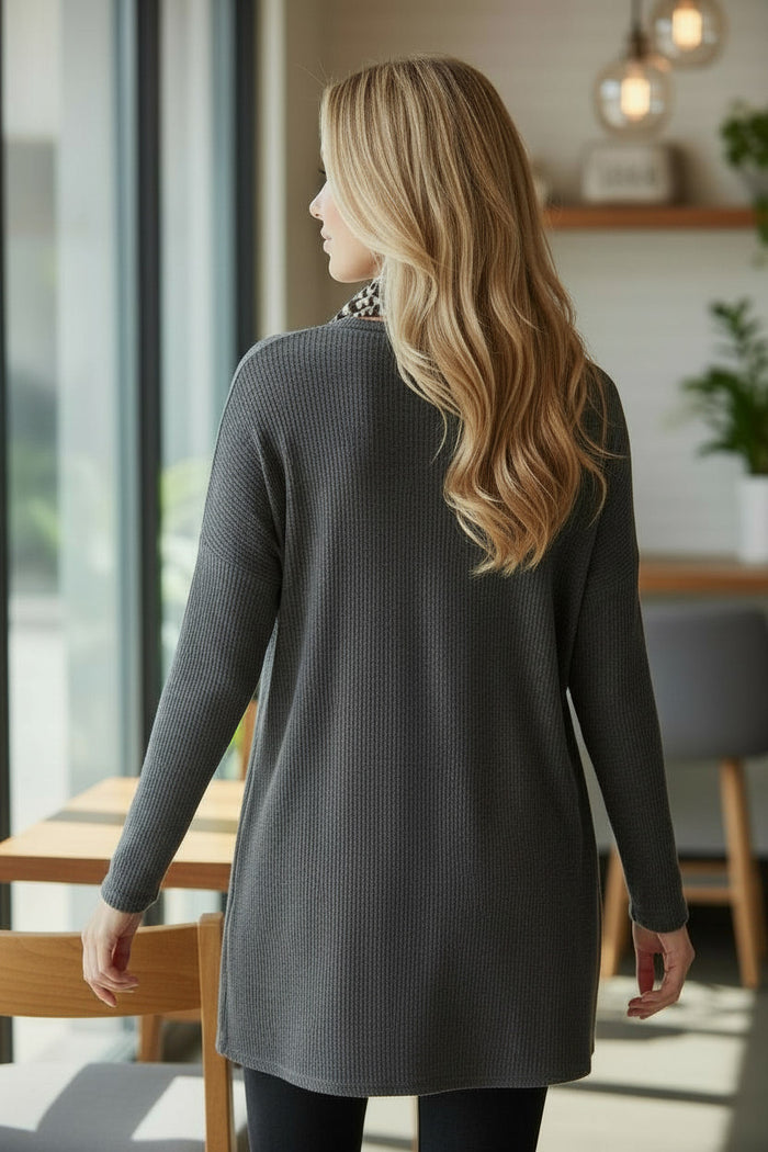Tunique oversize en maille douce Gris