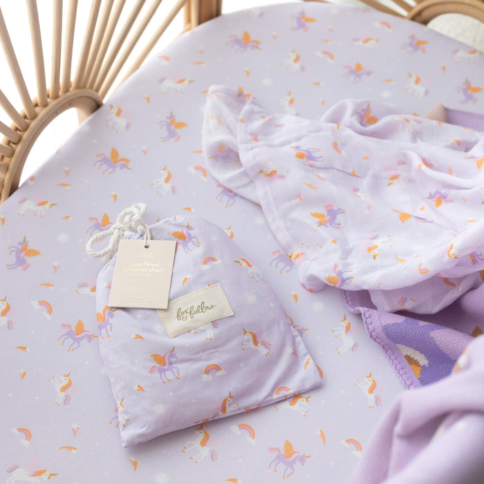 Unicorns Organic Fitted Cot Sheet