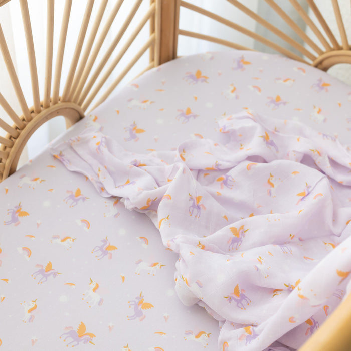 Unicorns Organic Fitted Cot Sheet