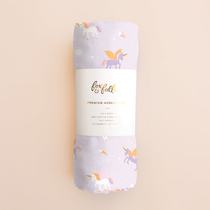 Unicorns Organic Muslin Wrap Swaddle
