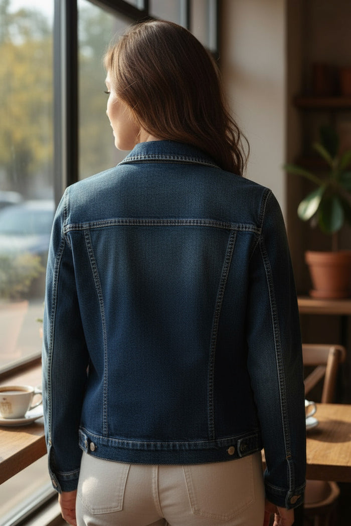 Veste en jean bleu foncé