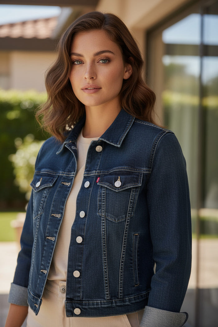 Veste en jean bleu foncé