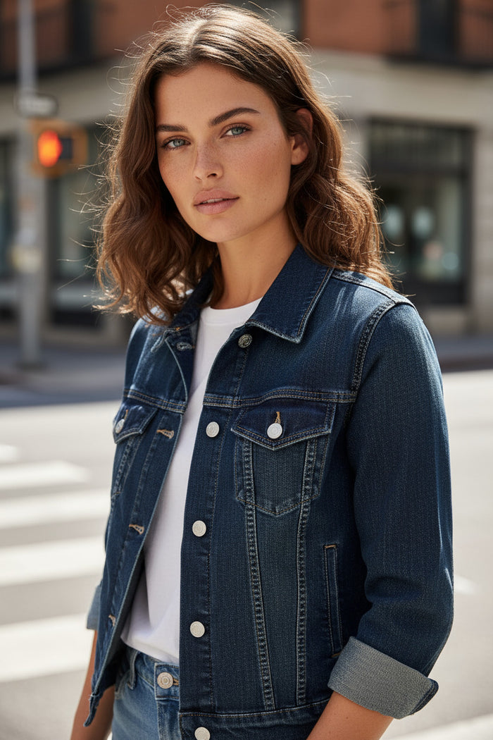 Veste en jean bleu foncé