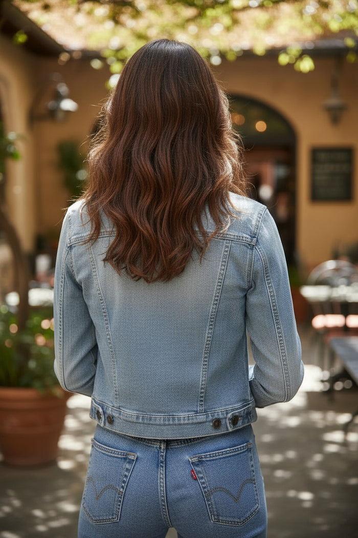 Veste en jean courte bleu clair
