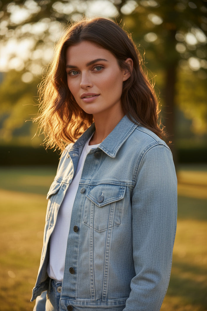 Veste en jean courte bleu clair