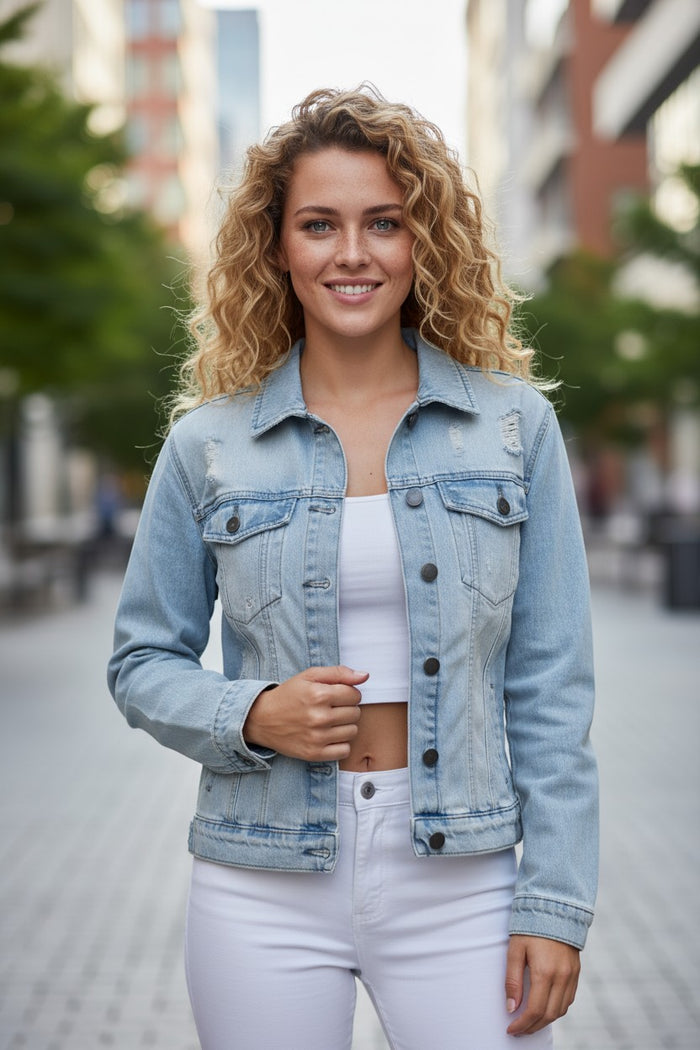 Veste en jean délavé vintage