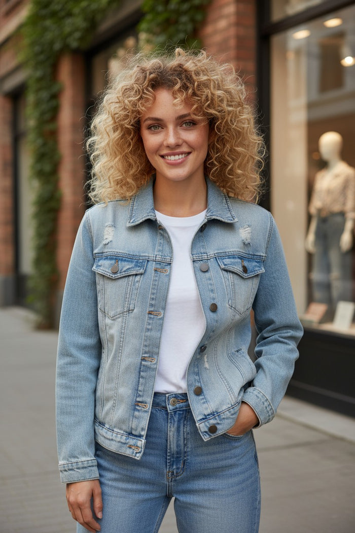 Veste en jean délavé vintage