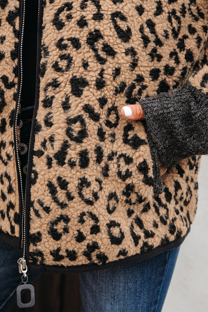 Veste Léopard en Polaire