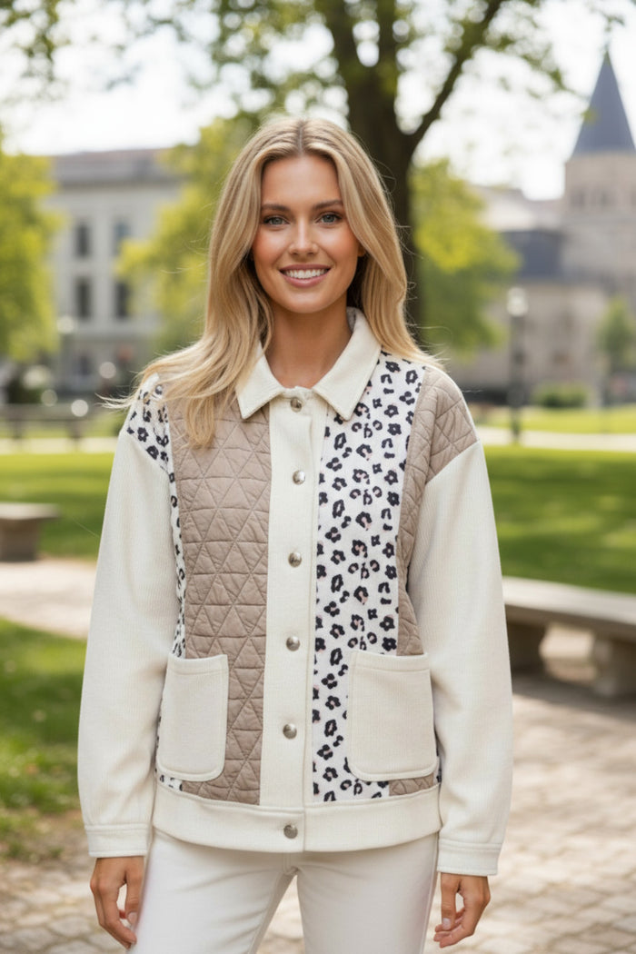 Veste Patchwork Gaufrée Léopard