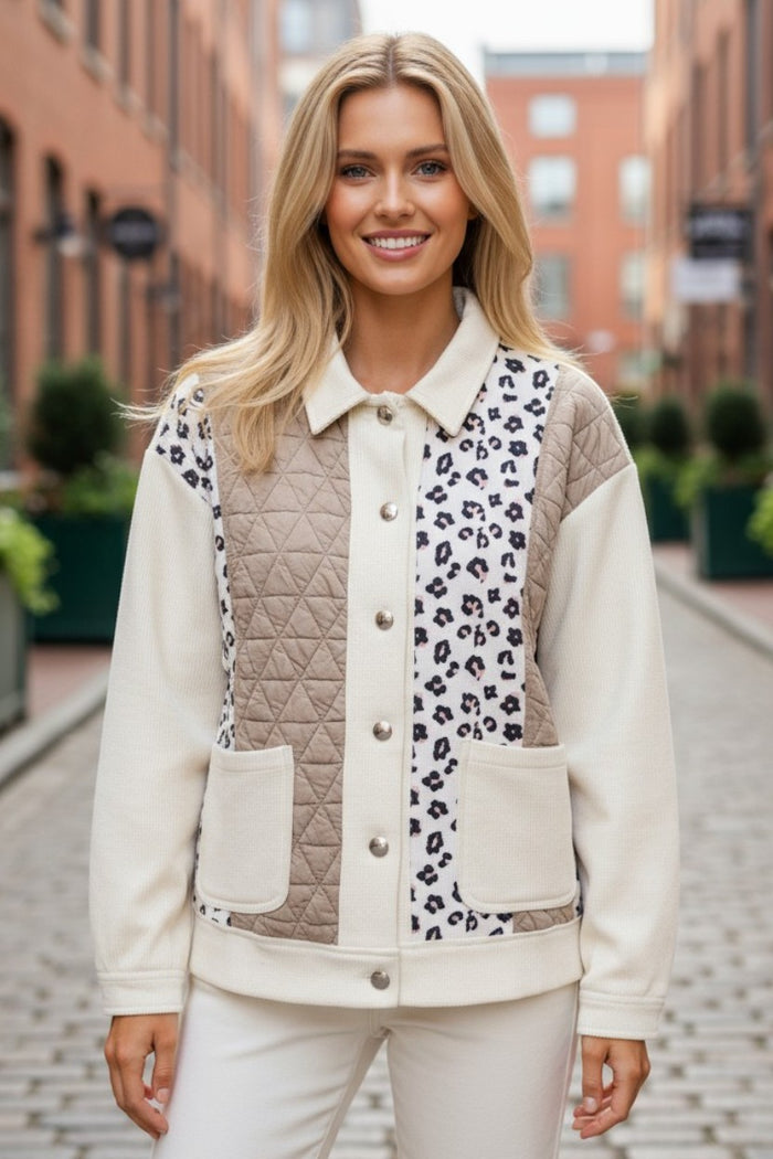 Veste Patchwork Gaufrée Léopard