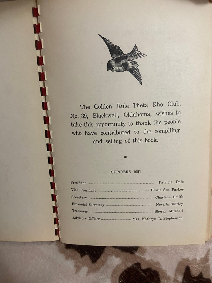 Vintage 1951 Kitchen Kapers Blackwell, OK Cookbook, Golden Rule Theta Rho Club - Deer Creek Mercantile