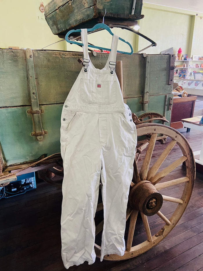 Vintage Beige Union Bay Women's Cargo Denim Overalls 90s y2K *Size Large (Some Imperfections) - Deer Creek Mercantile