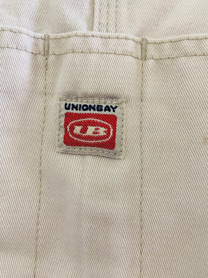Vintage Beige Union Bay Women's Cargo Denim Overalls 90s y2K *Size Large (Some Imperfections) - Deer Creek Mercantile