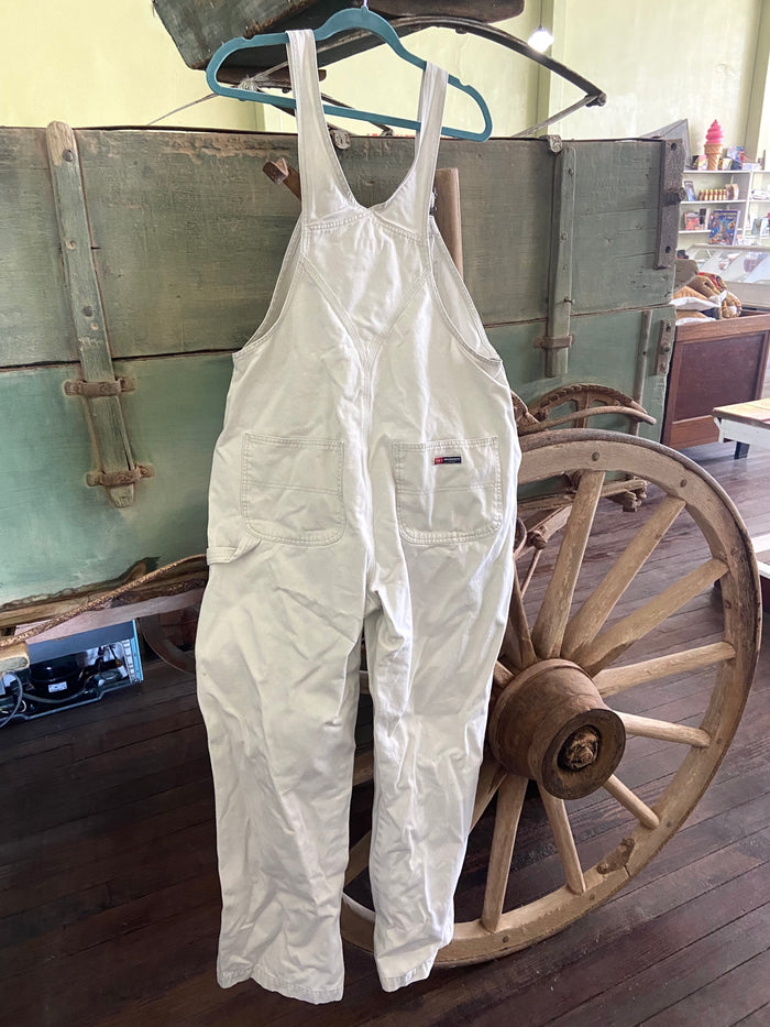 Vintage Beige Union Bay Women's Cargo Denim Overalls 90s y2K *Size Large (Some Imperfections) - Deer Creek Mercantile
