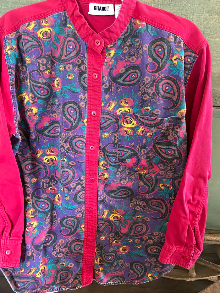 Vintage Gitano Pink Paisley Women's Button Up Shirt *Size Medium - Deer Creek Mercantile