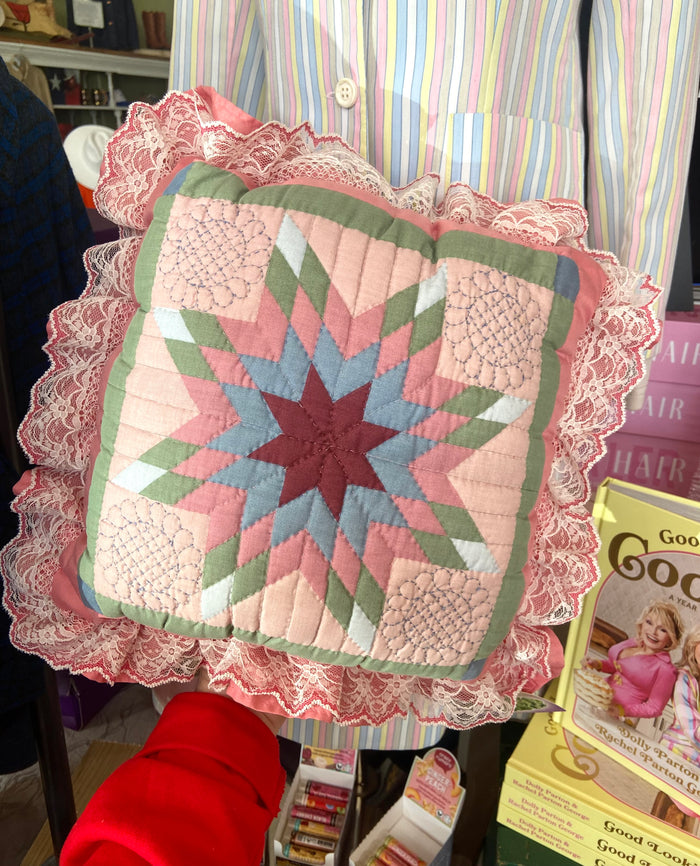 VINTAGE Pink Quilt Star Pillow - Deer Creek Mercantile