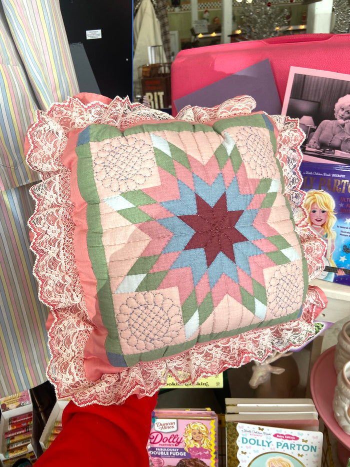 VINTAGE Pink Quilt Star Pillow - Deer Creek Mercantile