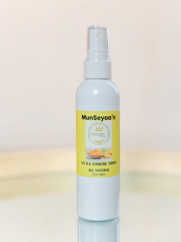 Bottle of Vitamin B3 & Turmeric skin toner with natural ingredients for hydration and brightening