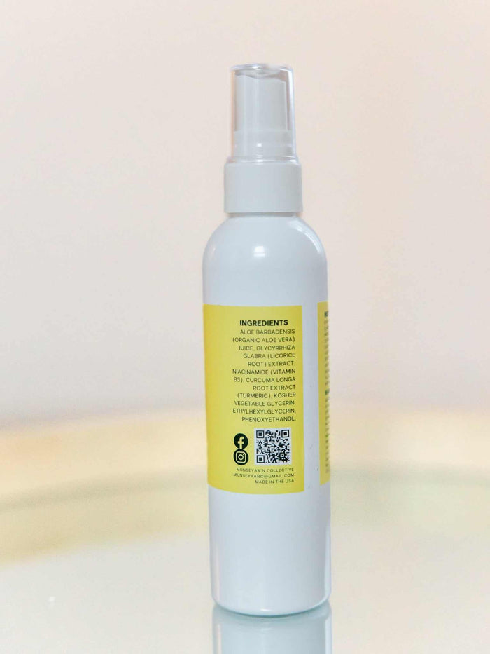 Bottle of Vitamin B3 and Turmeric skin toner with natural ingredients for hydrating and brightening skin