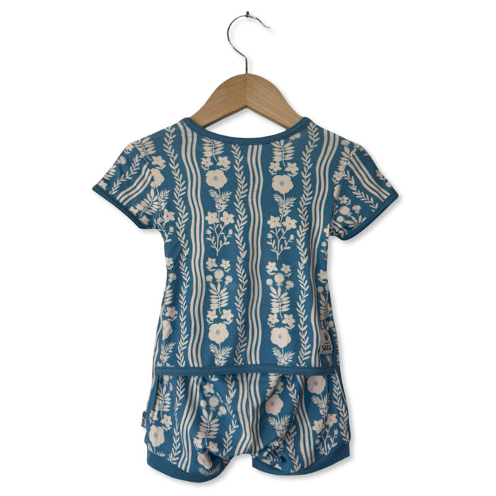 Whimsy Blue Shorty Romper Luxe Edition | Cotton Bamboo Blend