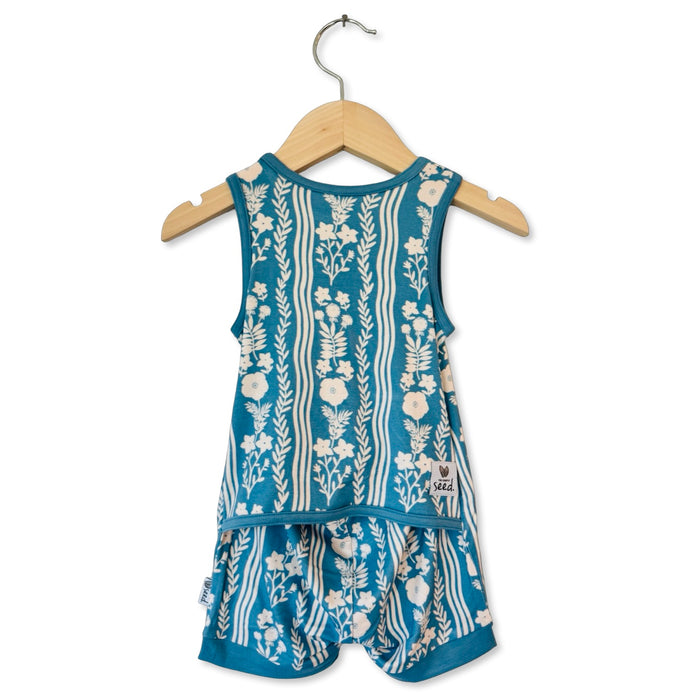 Whimsy Blue Sleeveless Shorty Romper Luxe Edition | Cotton Bamboo Blend