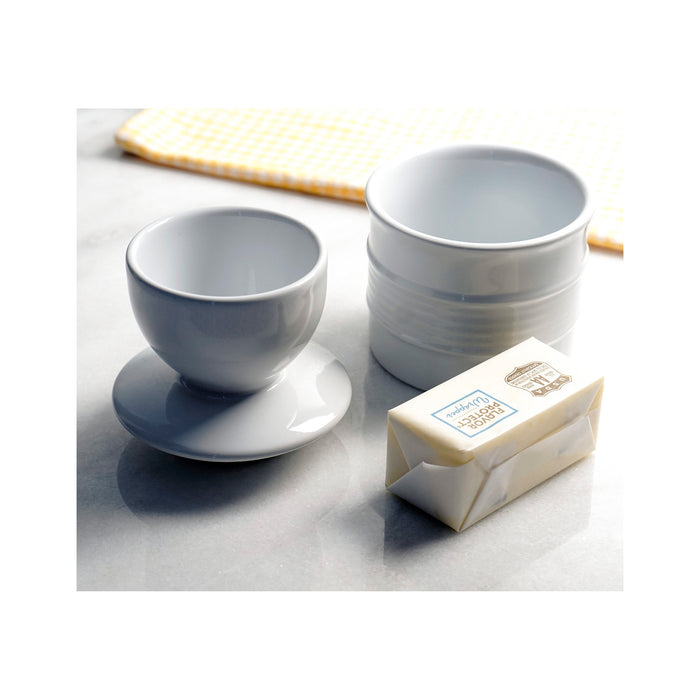 White Stoneware Butter Pot