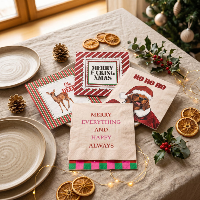 XMAS- Set van 5 Kerstservetten – 5 Designs – 3-Laags – 20 Stuks per Pak – Papieren Servetten